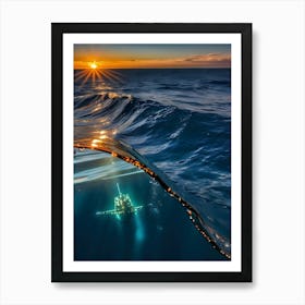 Sunset In The Ocean-Reimagined 4 Art Print