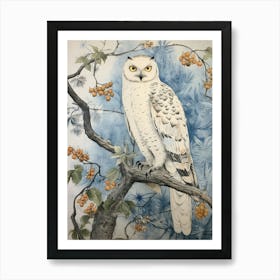 Storybook Animal Watercolour Snowy Owl 2 Art Print