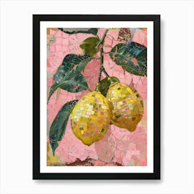 Disco Ball Lemons Mosaic Painting Kitchen Art Print