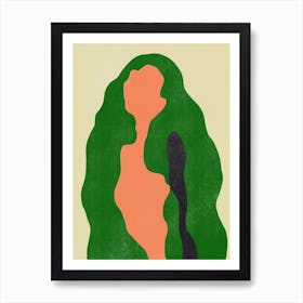 Green Hair Girl Art Print