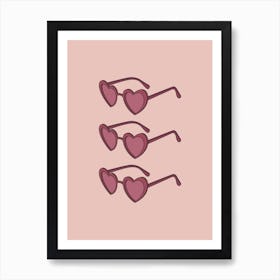 Pink Heart Sunglasses Art Print