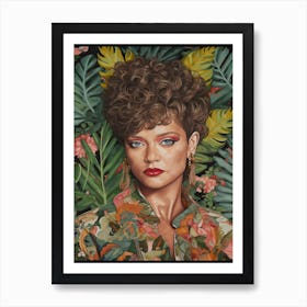 Floral Handpainted Portrait Of Rihanna  1 Art Print