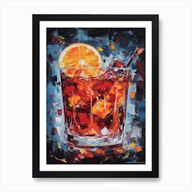 Negroni Cocktail Oil Painting 4 Art Print