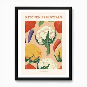 Colourful Cauliflower & Vegetable Pattern Poster Art Print