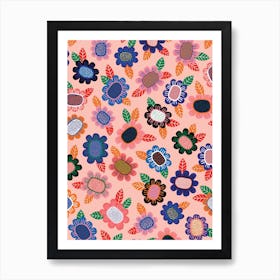 Happy Pink Flowers Art Print