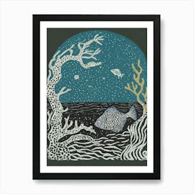 An Underwater Tableau With Marine Life In An Ancient Sea Ukiyo-E 1 Art Print