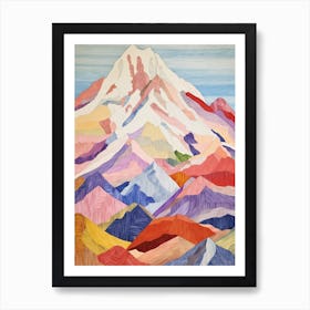 Mount Foraker United States 2 Colourful Mountain Illustration Art Print