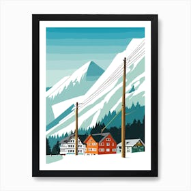 Oberstdorf 2, Germany Midcentury Vintage Skiing Poster Art Print