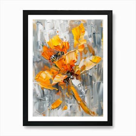 Bee On A Yellow Flower Art Print