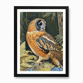 Australian Masked Owl Relief Illustration 1 Art Print