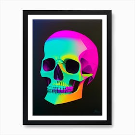 Skull With Neon Accents Paul Klee Art Print