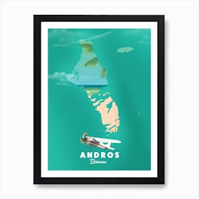 Andros Bahamas travel map Art Print