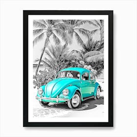 Vw Beetle On The Beach 2 Art Print