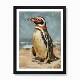 Galapagos Penguin Bleaker Island Colour Block Painting 2 Art Print