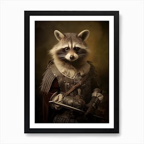 Vintage Portrait Of A Cozumel Raccoon Dressed As A Knight 2 Art Print