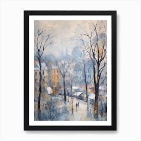 Winter City Park Painting Parc De Belleville Paris France 3 Art Print