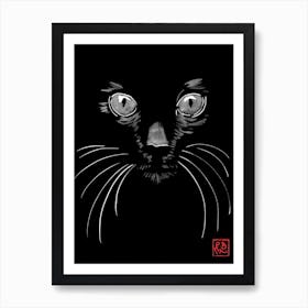 Balck Cat In Black Art Print