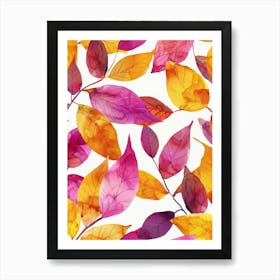 Watercolor Autumn Leaves Seamless Pattern 7 Art Print