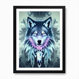 Wolf With Feathers 1 Art Print