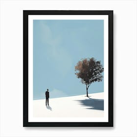 Man In The Snow, Minimalism 1 Art Print