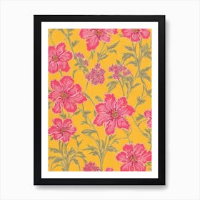 Delphinium Floral Print Retro Pattern1 Flower Art Print