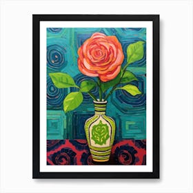 Flowers In A Vase Still Life Painting Rose 1 Art Print