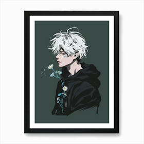 Anime Girl With White Hair Art Print