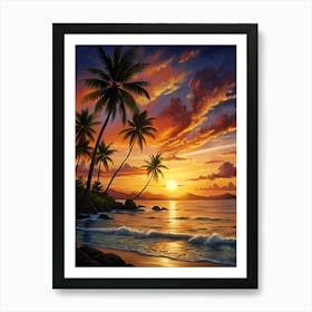 Sunset At The Beach 1 Art Print