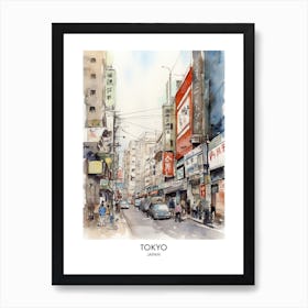 Tokyo Japan Watercolour Travel Poster 2 Art Print