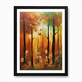 Abstract Autumn Forest،
Inspired by a stroll through an autumn forest, this abstract painting is a beautiful depiction of tall, slender trees with leaves in various stages of color change..12 Art Print