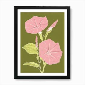 Pink & Green Morning Glory 2 Art Print