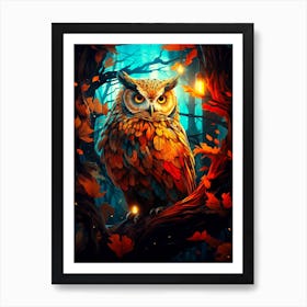 Owl In The Forest 4 Art Print