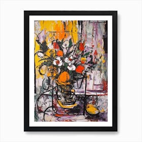 Crocus Still Life Flowers Abstract Expressionism  Art Print