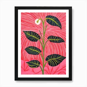 Pink And Red Plant Illustration Areca Palm 1 Art Print