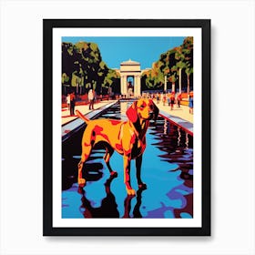 A Painting Of A Dog In Parque Del Retiro Garden, Spain  In The Style Of Pop Art 02 Art Print