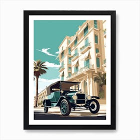 A Ford Model T In French Riviera Car Illustration 4 Art Print