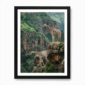 Giraffes In The Mountains 1 Art Print