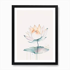 Lotus Flower Petals Minimal Watercolour 4 Art Print