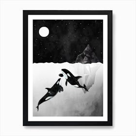 Orca Print, Killer Whale Print, Killer Whale Art, Killer Whale Poster, Nursery Print, Black and White, Orca Art, Monochrome, Nautical Poster Art Print