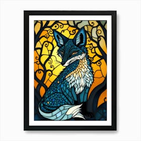 Fox Stained Glass Art Print