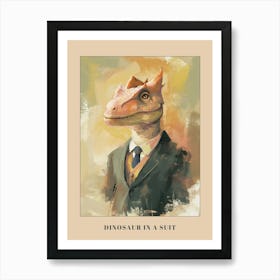 Mustard Painting Of A Dinosaur Lizard In A Suit 1 Poster Art Print