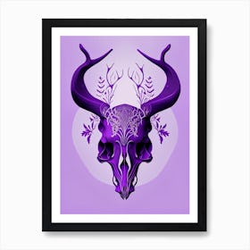 Animal Skull Purple 1 Line Drawing Art Print
