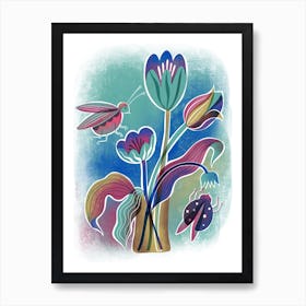 Jewel Colored Tulip Beetle Still Life Art Print