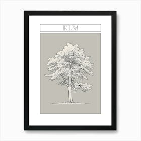 Elm Tree Minimalistic Drawing 4 Poster Art Print