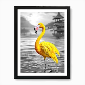 Yellow Flamingo Art Print