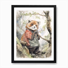 Storybook Animal Watercolour Red Panda 2 Art Print