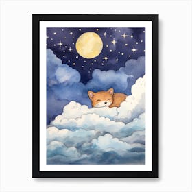 Baby Stoat Sleeping In The Clouds Art Print
