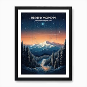 Poster Of Heavenly Mountain   California Nevada, Usa, Ski Resort Illustration 2 Art Print