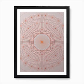 Geometric Abstract Glyph Circle Array in Tomato Red n.0106 Art Print