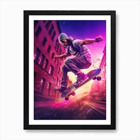 Skateboarding In Helsinki, Finland Futuristic 3 Art Print